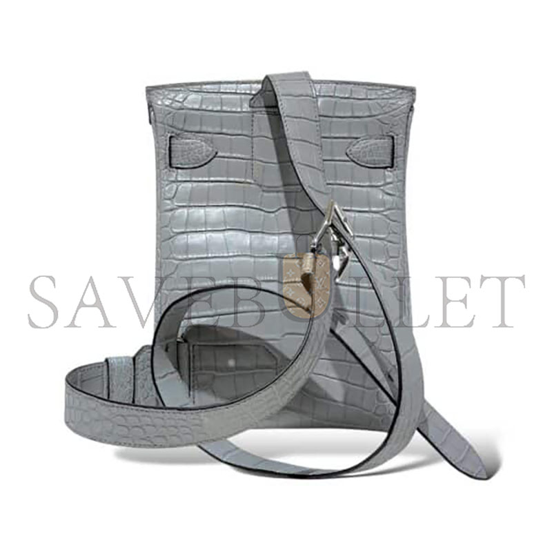H**mes MASTER HAC A DOS PM BACKPACK IN GRIS CIMENT ALLIGATOR (26*17*8cm)
